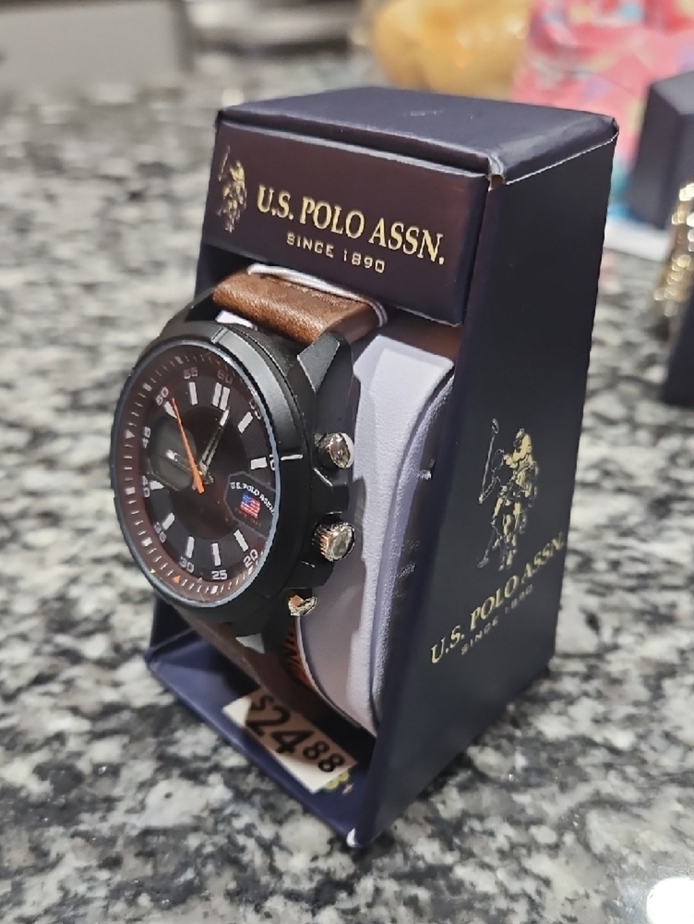 U.S. Polo Assn. Brown Dial Brown Leather Strap Men’s Watch - Picture 2 of 5
